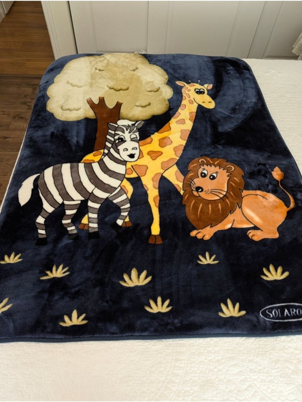 Solaron Kids Blanket Cartoon Animal Print 110x140cm Soft & Warm Made In Vietnam